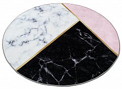 Kerek szőnyeg - Savino (fekete/fehér/rózsaszín)