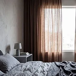 Függöny 2 db-os csomag - Len függöny Noemi (sötétbarna)