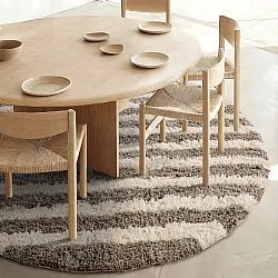 Kerek szőnyeg - Thira Stripe Cotton Shaggy (krém/taupe)