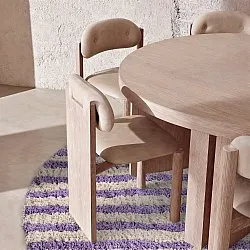 Kerek szőnyeg - Thira Stripe Cotton Shaggy (krém/világos lila)