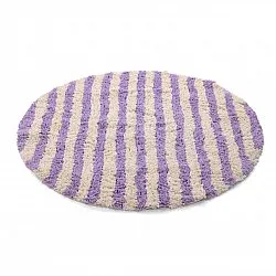 Kerek szőnyeg - Thira Stripe Cotton Shaggy (krém/világos lila)