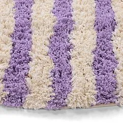 Kerek szőnyeg - Thira Stripe Cotton Shaggy (krém/világos lila)