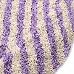 Kerek szőnyeg - Thira Stripe Cotton Shaggy (krém/világos lila)