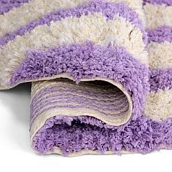Kerek szőnyeg - Thira Stripe Cotton Shaggy (krém/világos lila)