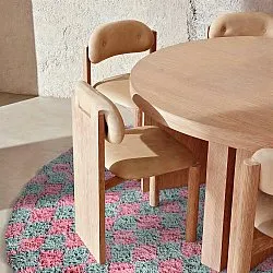 Kerek szőnyeg - Methoni Check Cotton Shaggy (világoskék/világos rózsaszín)