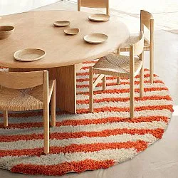 Kerek szőnyeg - Thira Stripe Cotton Shaggy (világossárga/világos narancs)