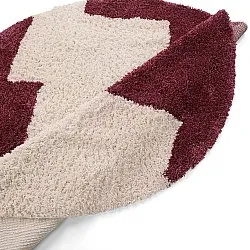 Kerek szőnyeg - Begur Natural Cotton Shaggy (törtfehér/bordó)