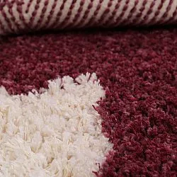 Kerek szőnyeg - Begur Natural Cotton Shaggy (törtfehér/bordó)