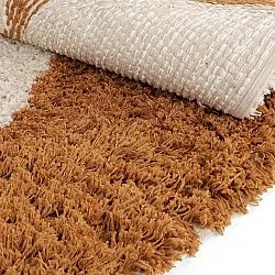 Kerek szőnyeg - Kalymnos Natural Cotton Shaggy (törtfehér/okkersárga)