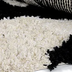 Kerek szőnyeg - Marvao Natural Cotton Shaggy (törtfehér/fekete)