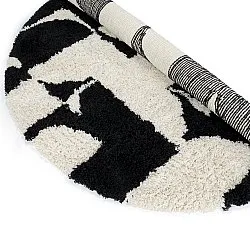 Kerek szőnyeg - Marvao Natural Cotton Shaggy (törtfehér/fekete)
