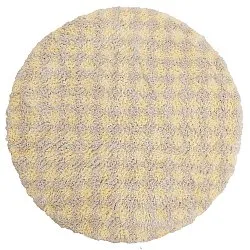 Kerek szőnyeg - Methoni Check Cotton Shaggy (krém/világossárga)