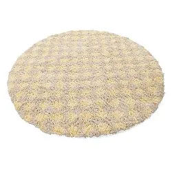 Kerek szőnyeg - Methoni Check Cotton Shaggy (krém/világossárga)