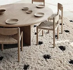 Kerek szőnyeg - Soria Natural Cotton Shaggy (törtfehér/fekete)