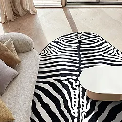 Kerek hullámos Wilton szőnyeg - Zebra (fekete/fehér)