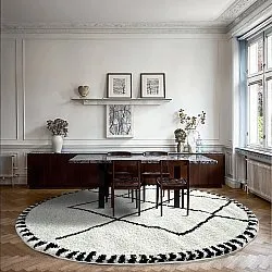 Kerek szőnyegek - Tiznit (fehér/fekete)