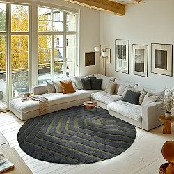 Kerek szőnyeg - Callista Natural Cotton Shaggy (fekete/zöld)