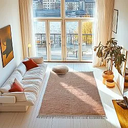 Shaggy szőnyeg - Celina Natural Cotton Shaggy (rózsaszín/bézs)