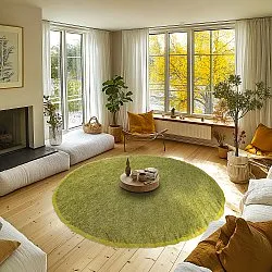 Kerek szőnyeg - Celina Natural Cotton Shaggy (zöld/sárga)