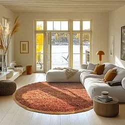 Kerek szőnyeg - Celina Natural Cotton Shaggy (piros)