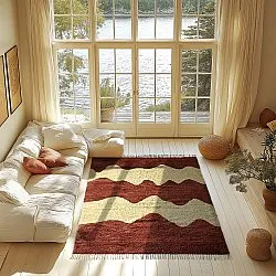 Shaggy szőnyeg - Amira Natural Cotton Shaggy (piros/bézs)