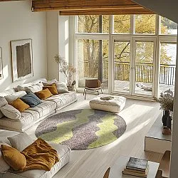 Kerek szőnyeg - Amira Natural Cotton Shaggy (szürkés/sárga)