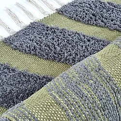 Shaggy szőnyeg - Callista Natural Cotton Shaggy (fekete/zöld)