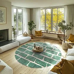 Kerek szőnyeg - Cyrus Natural Cotton Shaggy (zöld)