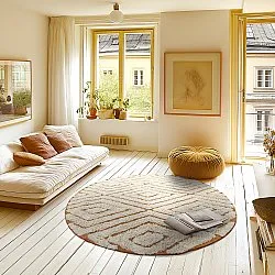 Kerek szőnyeg - Holwell Natural Cotton Shaggy (törtfehér/barna)