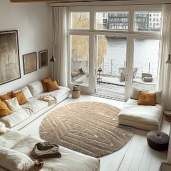 Kerek szőnyeg - Kindon Natural Cotton Shaggy (bézs/fehér)