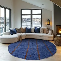 Kerek szőnyeg - Leora Natural Cotton Shaggy (kék/barna)