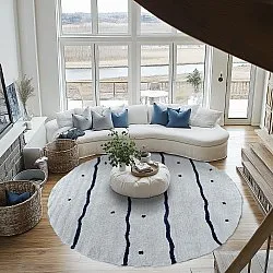 Kerek szőnyeg - Leora Natural Cotton Shaggy (szürke/kék)