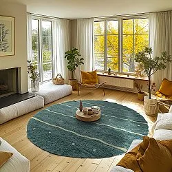 Kerek szőnyeg - Leora Natural Cotton Shaggy (zöld)