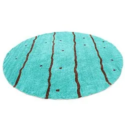 Kerek szőnyeg - Leora Natural Cotton Shaggy (türkiz/barna)