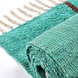 Shaggy szőnyeg - Leora Natural Cotton Shaggy (türkiz/barna)