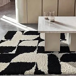 Shaggy szőnyeg - Marvao Natural Cotton Shaggy (törtfehér/fekete)