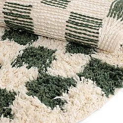 Kerek szőnyeg - Methoni Check Cotton Shaggy (krém/zöld)