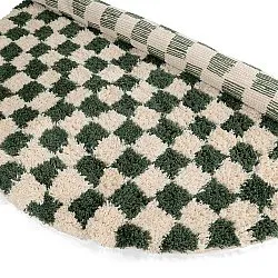 Kerek szőnyeg - Methoni Check Cotton Shaggy (krém/zöld)