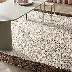 Shaggy szőnyeg - Sagres Natural Cotton Shaggy (törtfehér/barna)