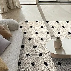 Shaggy szőnyeg - Soria Natural Cotton Shaggy (törtfehér/fekete)