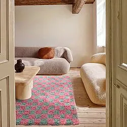 Shaggy szőnyeg - Methoni Check Cotton Shaggy (világoskék/világos rózsaszín)