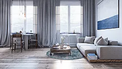 Kerek szőnyeg - Santi (kék/bezs)