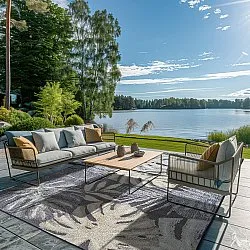 Beltéri és kültéri szőnyeg - Maui (fekete/többszínű)