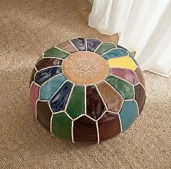 Ülőpuff - Marokkói bőrpuff (multi) 03