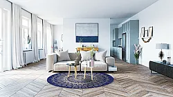 Kerek szőnyeg - homokrigo (kék/bezs)