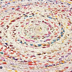 Runda mattor - Flätan (fehér/sokszínű)