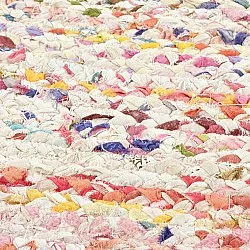 Runda mattor - Flätan (fehér/sokszínű)