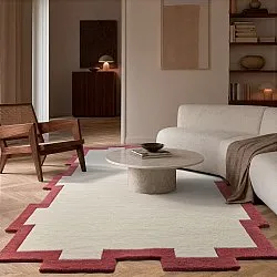 Gyapjúszőnyeg - Agra Hand Tufted Wool Premium (krém/piros)