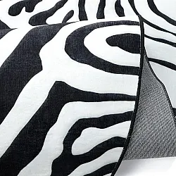 Félovális Wilton szőnyeg - Zebra (fekete/fehér)