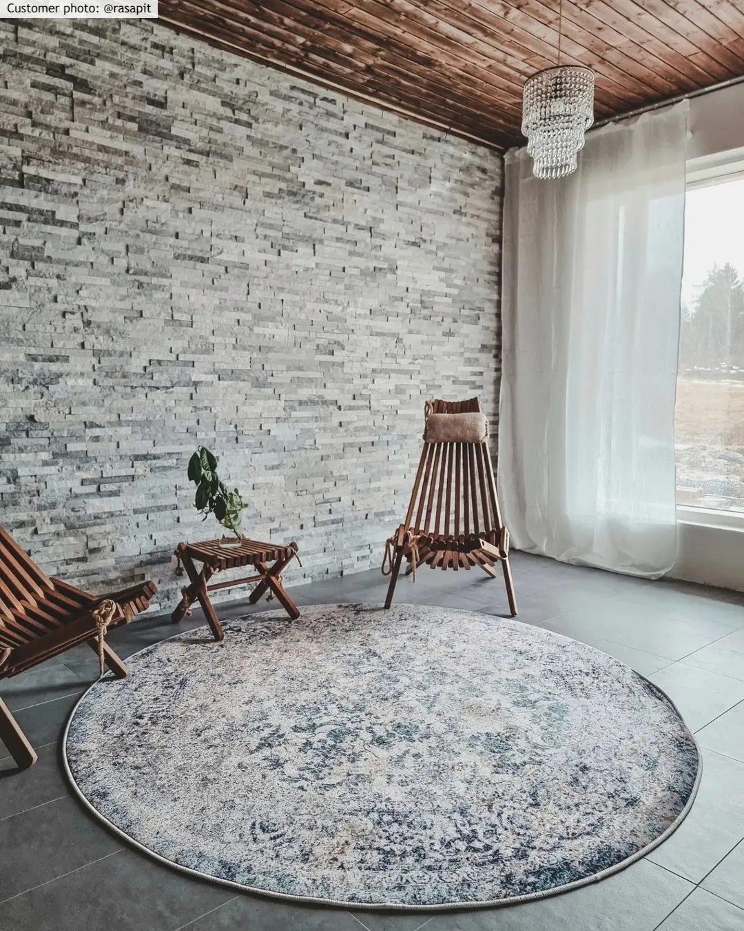 Kerek szőnyeg - Denizli (kék)